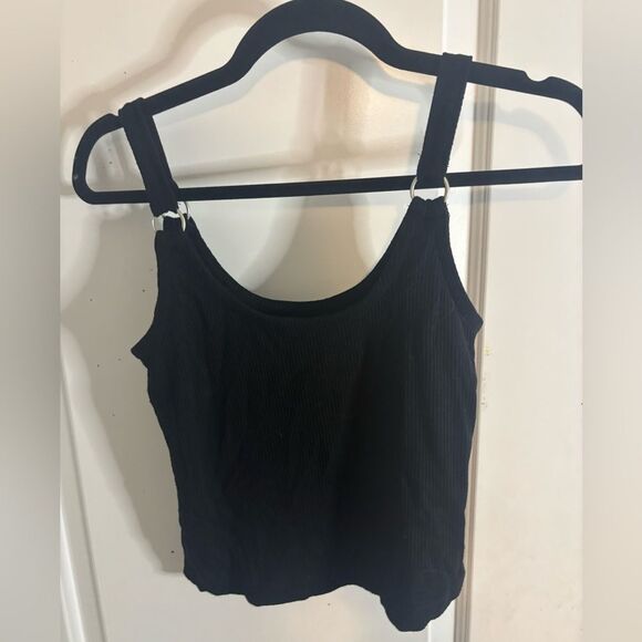 Chaser Elegant Black Ribbed Tank CROPPED  Top size small EUC EUC - Picture 1 of 3